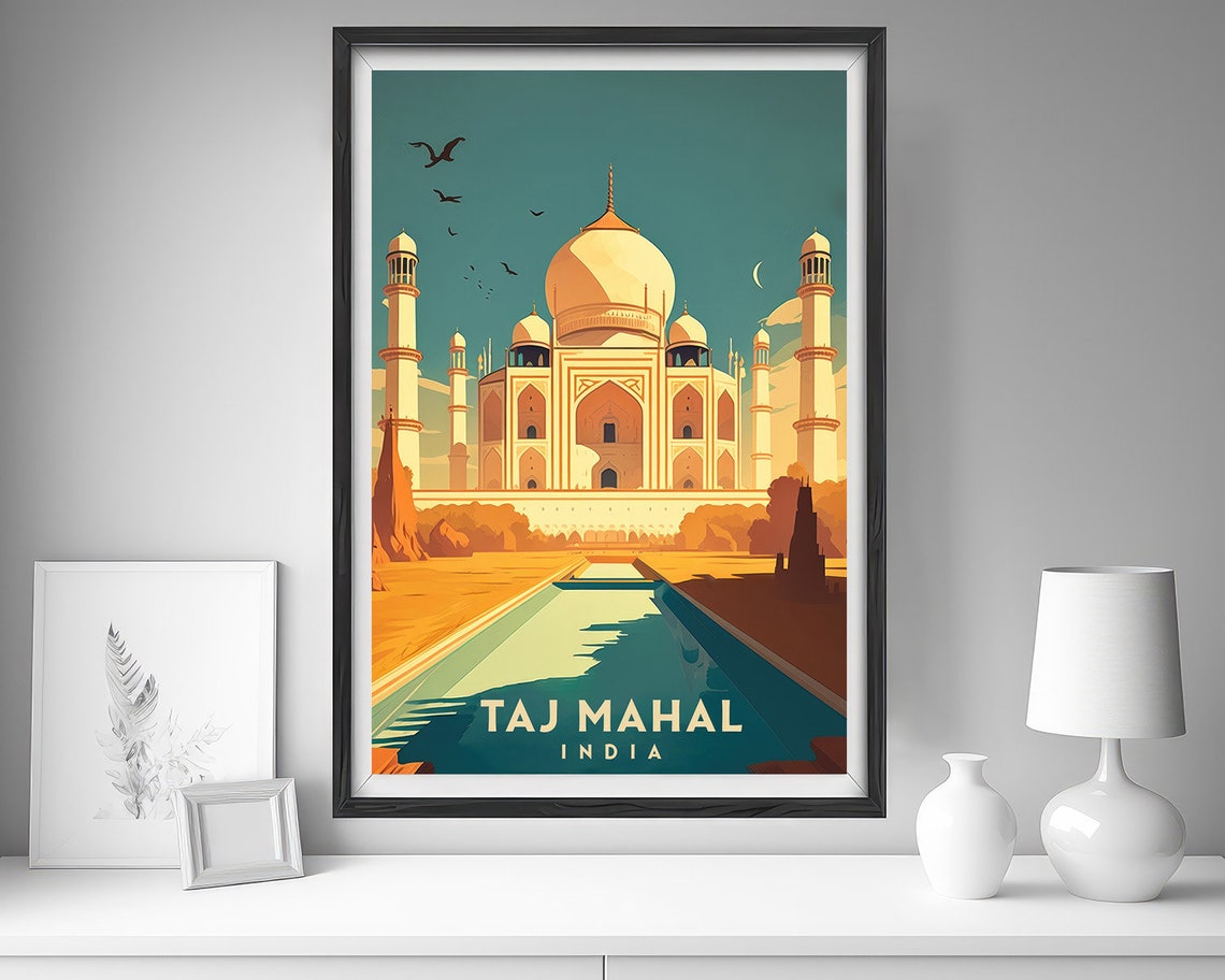 Taj Mahal India Vintage Travel Poster Mughal Mausoleum Artwork - Image 4