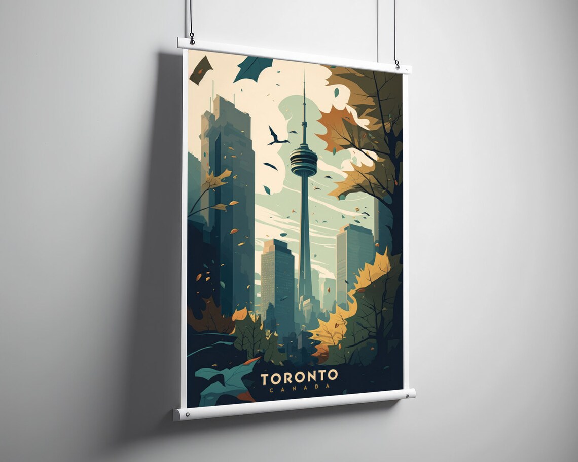 Toronto Canada Watercolor Travel Poster, Art Print - Image 3