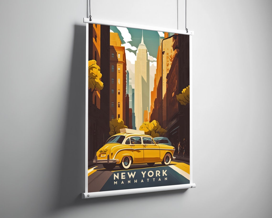 New York Print New York Poster New York Wall Art New York Manhattan New York Painting New York Illustration New York Travel Nyc Travel Decor - Image 3