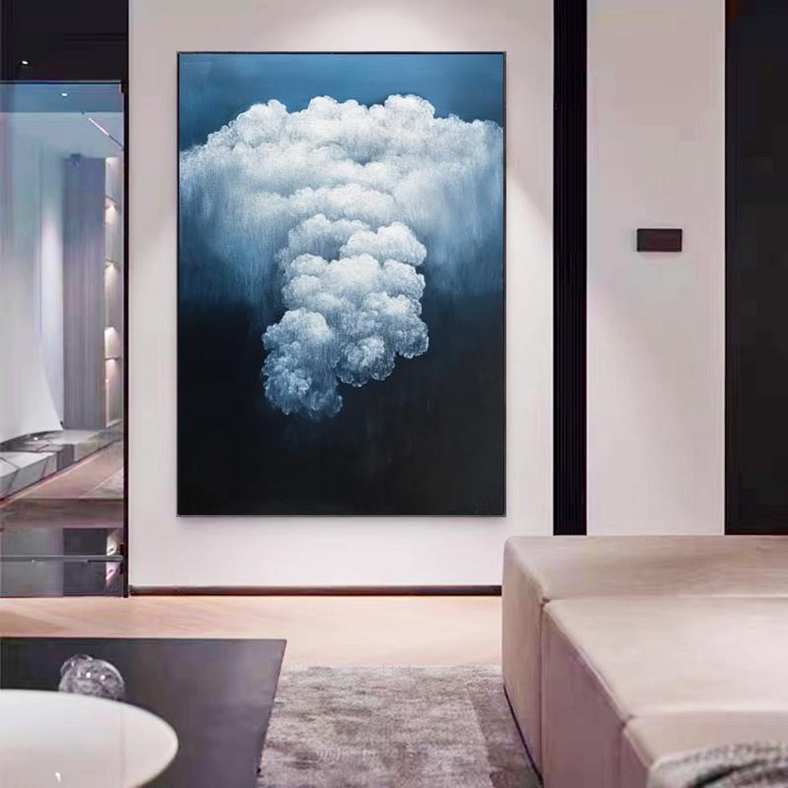 Towering White Cumulus Clouds Against Midnight Blue Sky Poster - Image 6