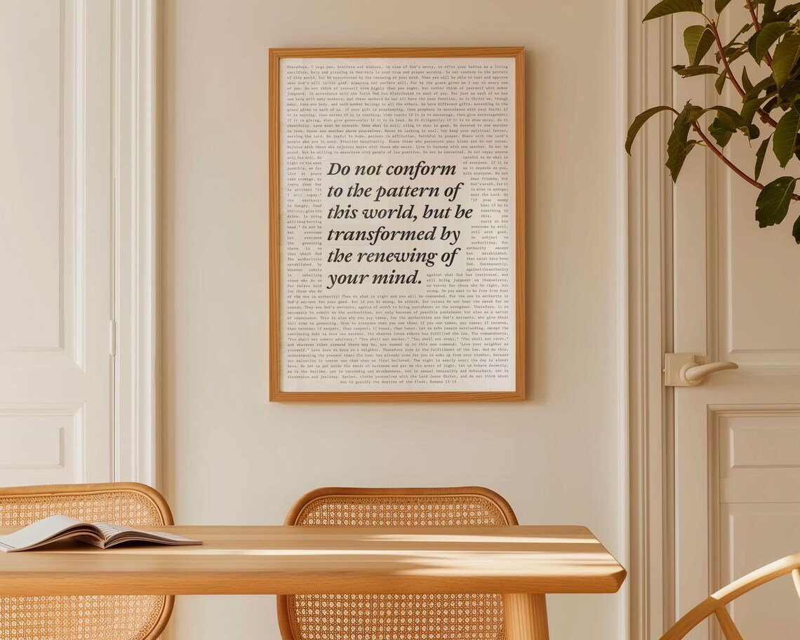 Do Not Conform To The Pattern Of This World Romans 12 2 Script Verse Poster - Image 4