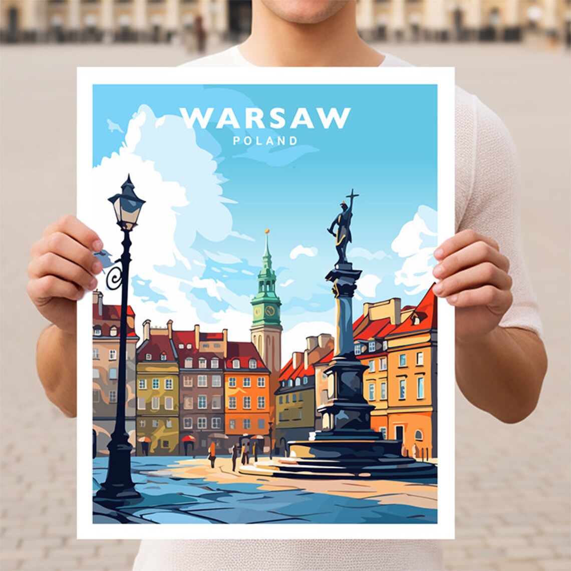 Warsaw Poland Travel Poster, Europe Wall Art