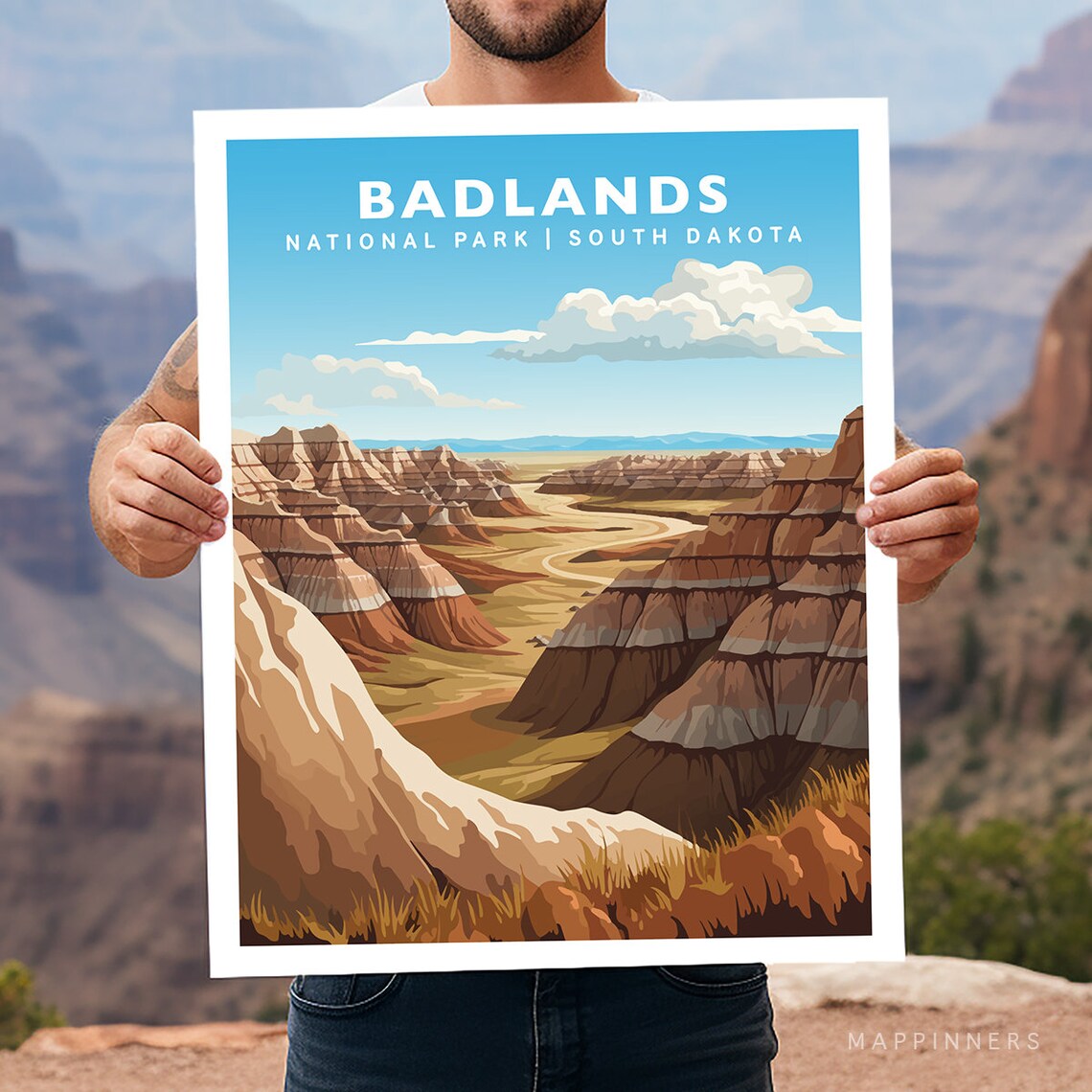 Badlands National Park Hiking Wall Art Print