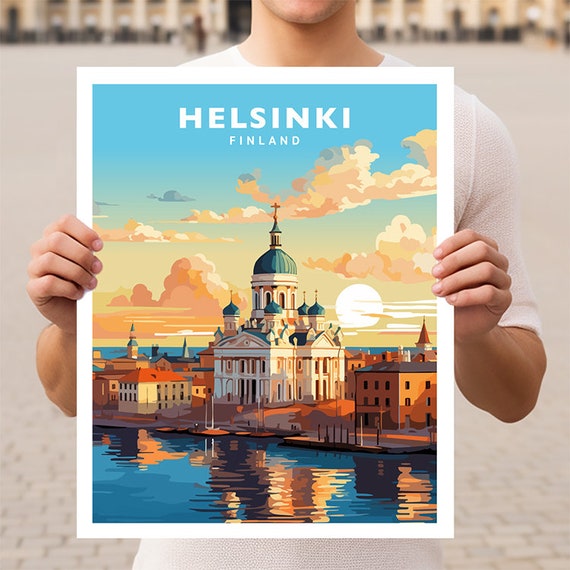 Helsinki Finland Travel Poster, Europe Wall Art