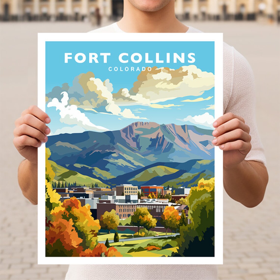 Fort Collins Colorado Travel Poster, Place-Inspired Art Print