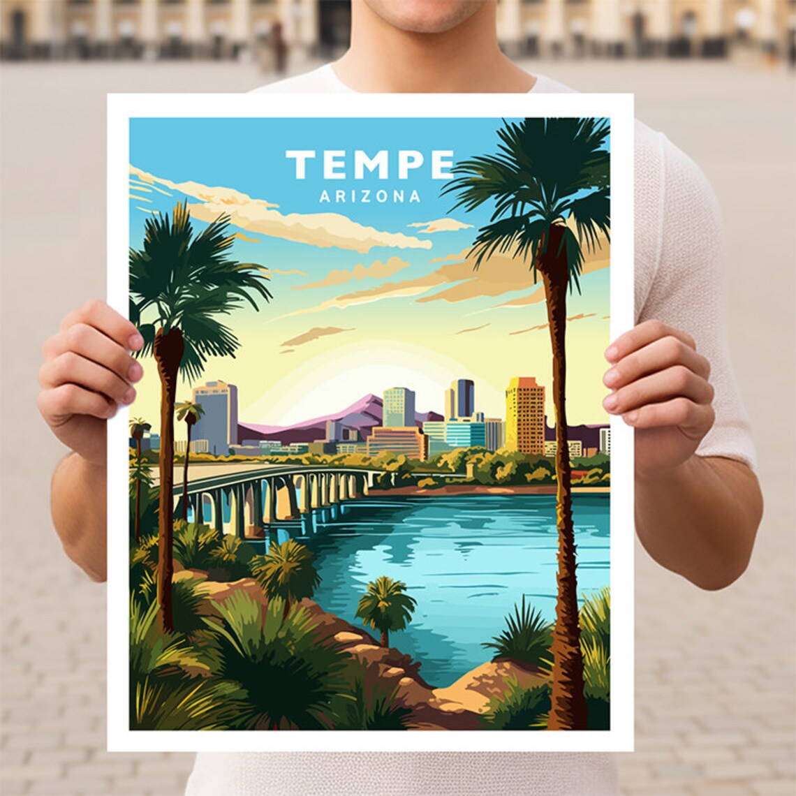 Tempe Arizona Travel Poster, USA Wall Art Print