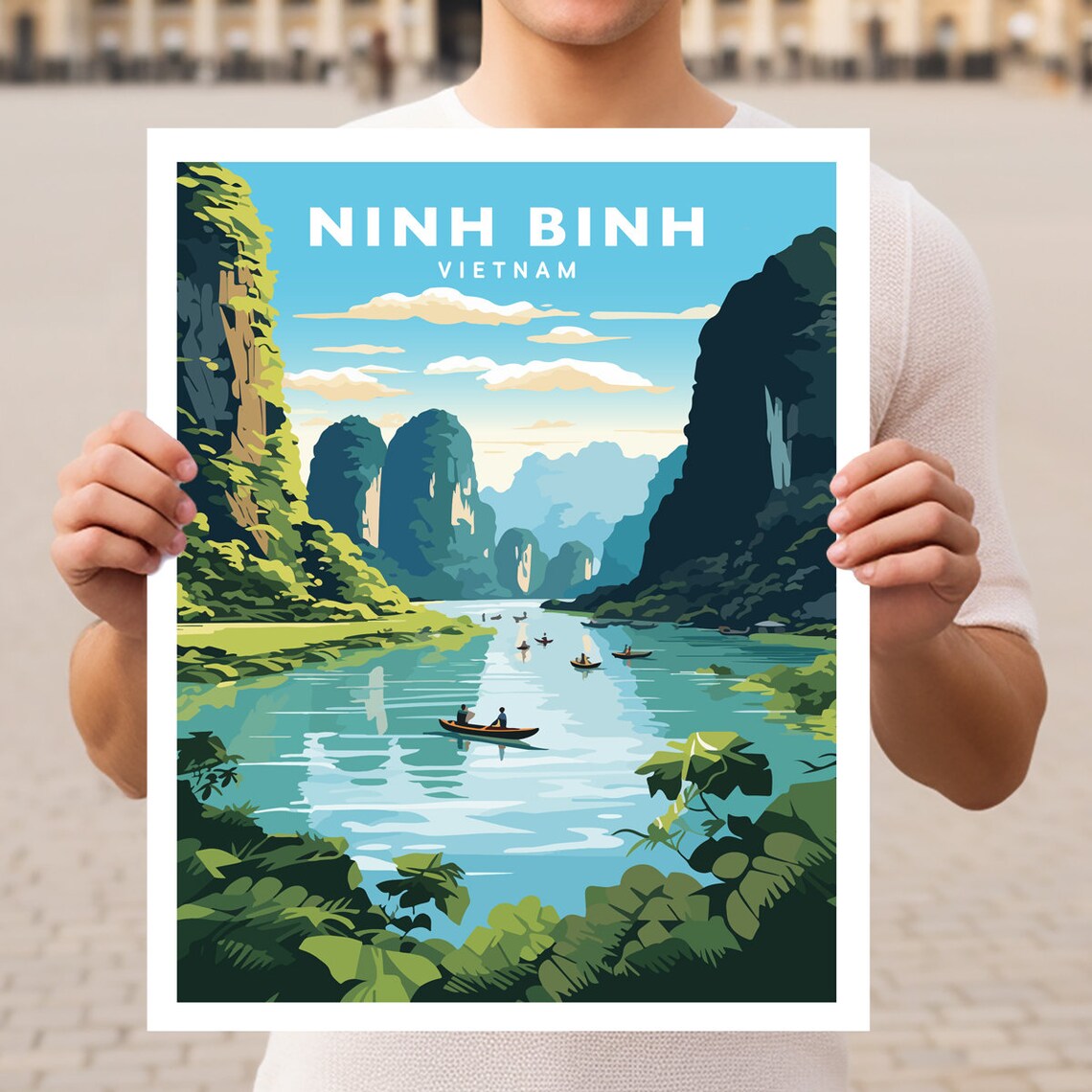 Ninh Binh Vietnam Travel Poster, Travel Wall Art