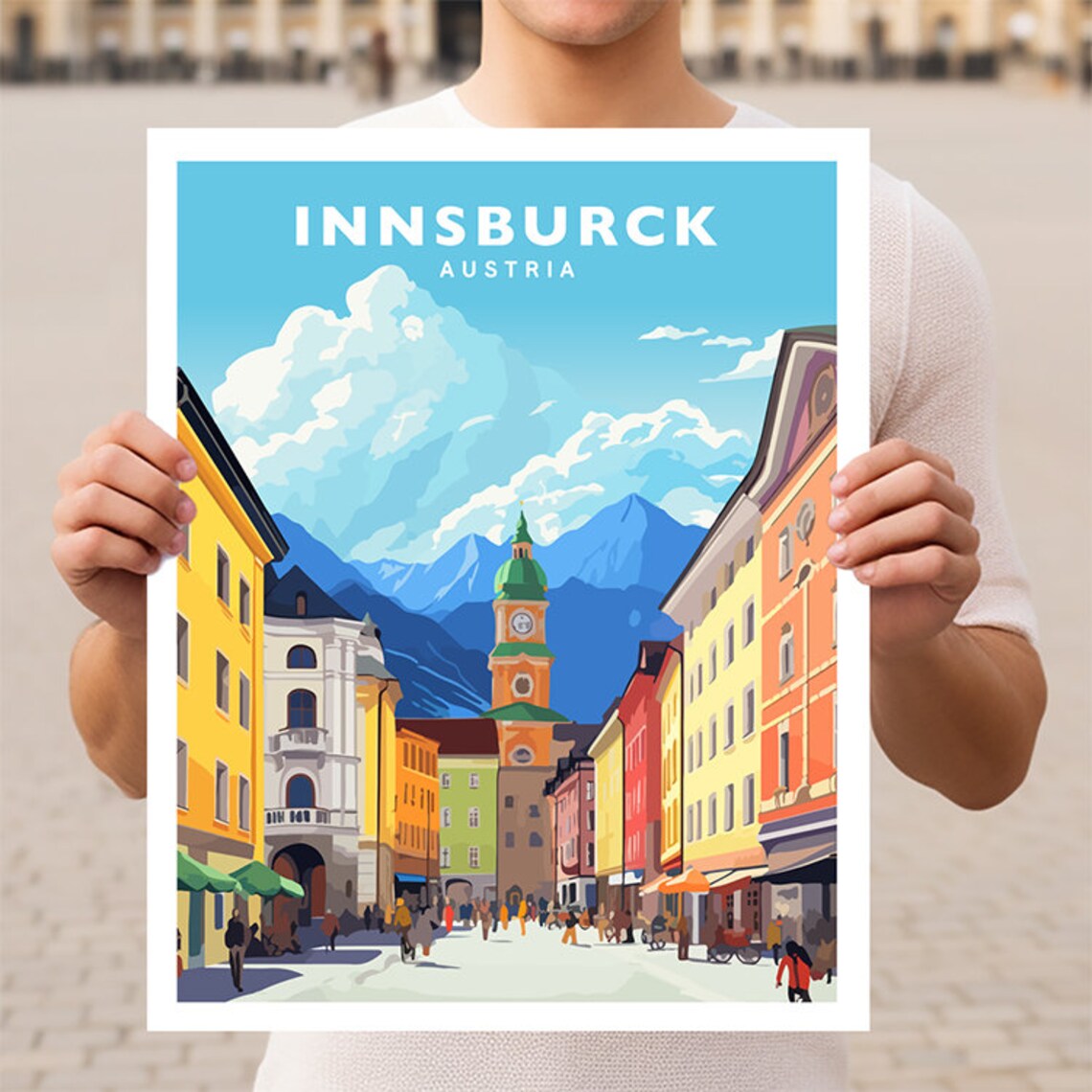Innsbruck Austria Alpine Old Town Mountain View Travel Poster