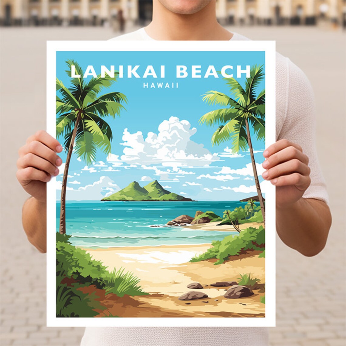 Lanikai Beach Hawaii Oahu Travel Poster Print