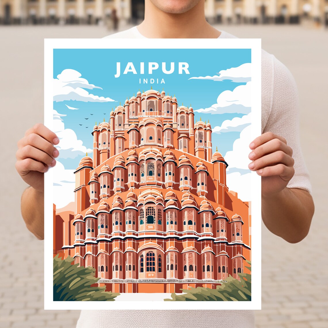 Jaipur India Hawa Mahal Travel Poster