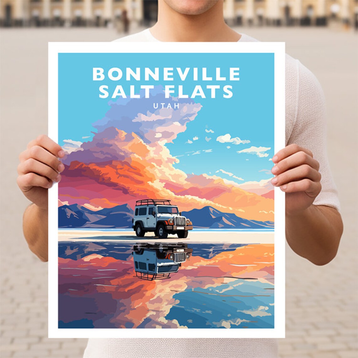 Bonneville Salt Flats Utah Travel Poster Print