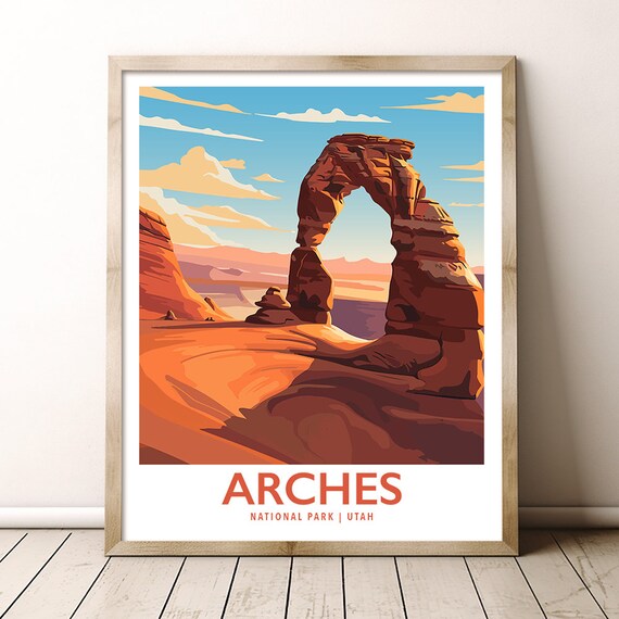 Arches National Park Utah Delicate Arch Desert Vintage Travel Poster