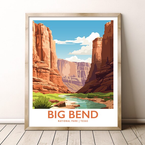 Big Bend National Park Texas Desert Canyon River Vintage Poster
