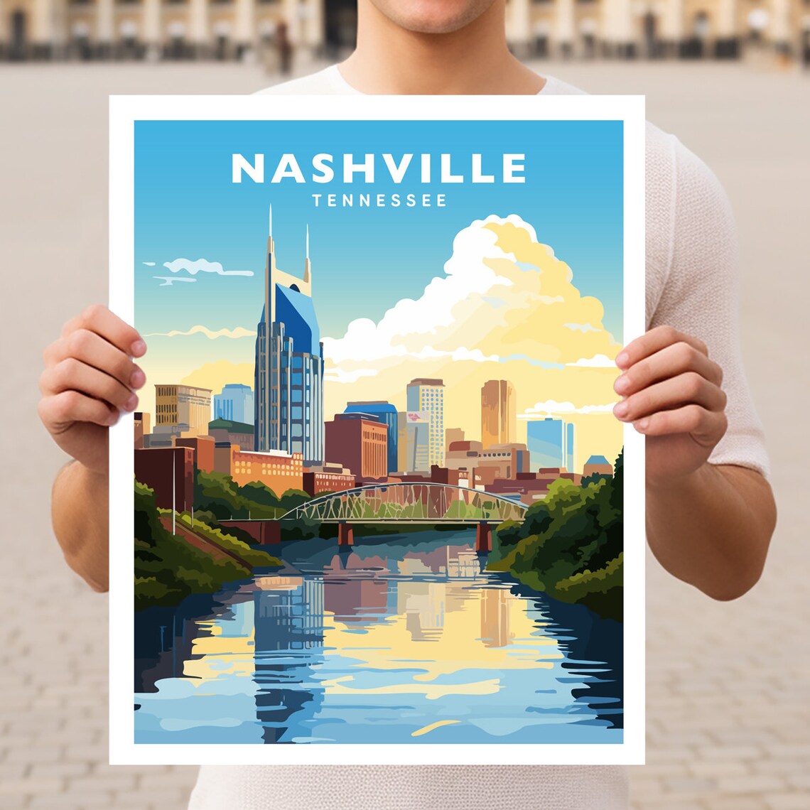 Nashville Tennessee Travel Poster, Travel Wall Art
