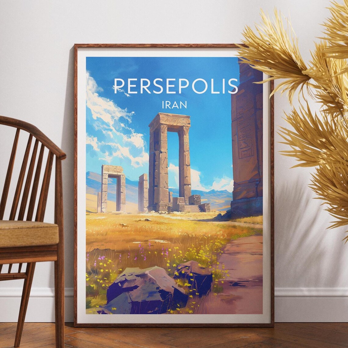 Persepolis Travel Poster, Iran Wall Art Print