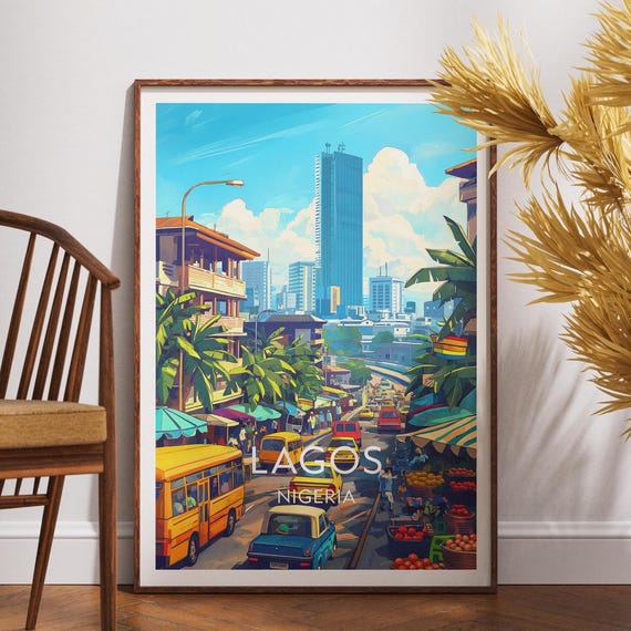 Lagos Travel Print Nigeria Poster Wall Art Africa