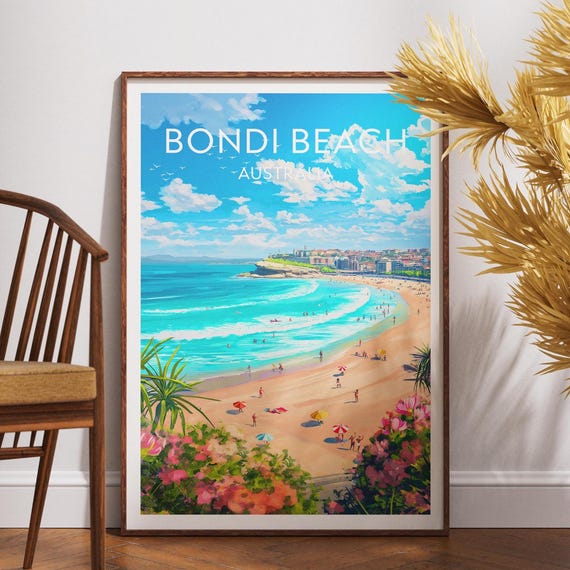 Bondi Beach Travel Print Australia Poster Wall Art
