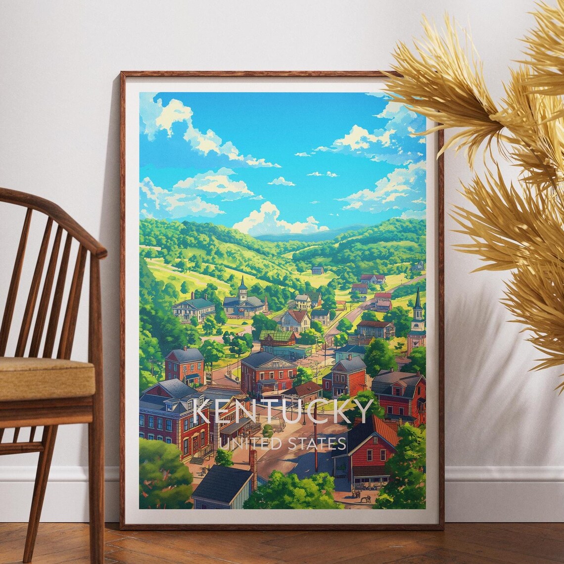 Kentucky United States Rolling Hills Small Town Valley Poster