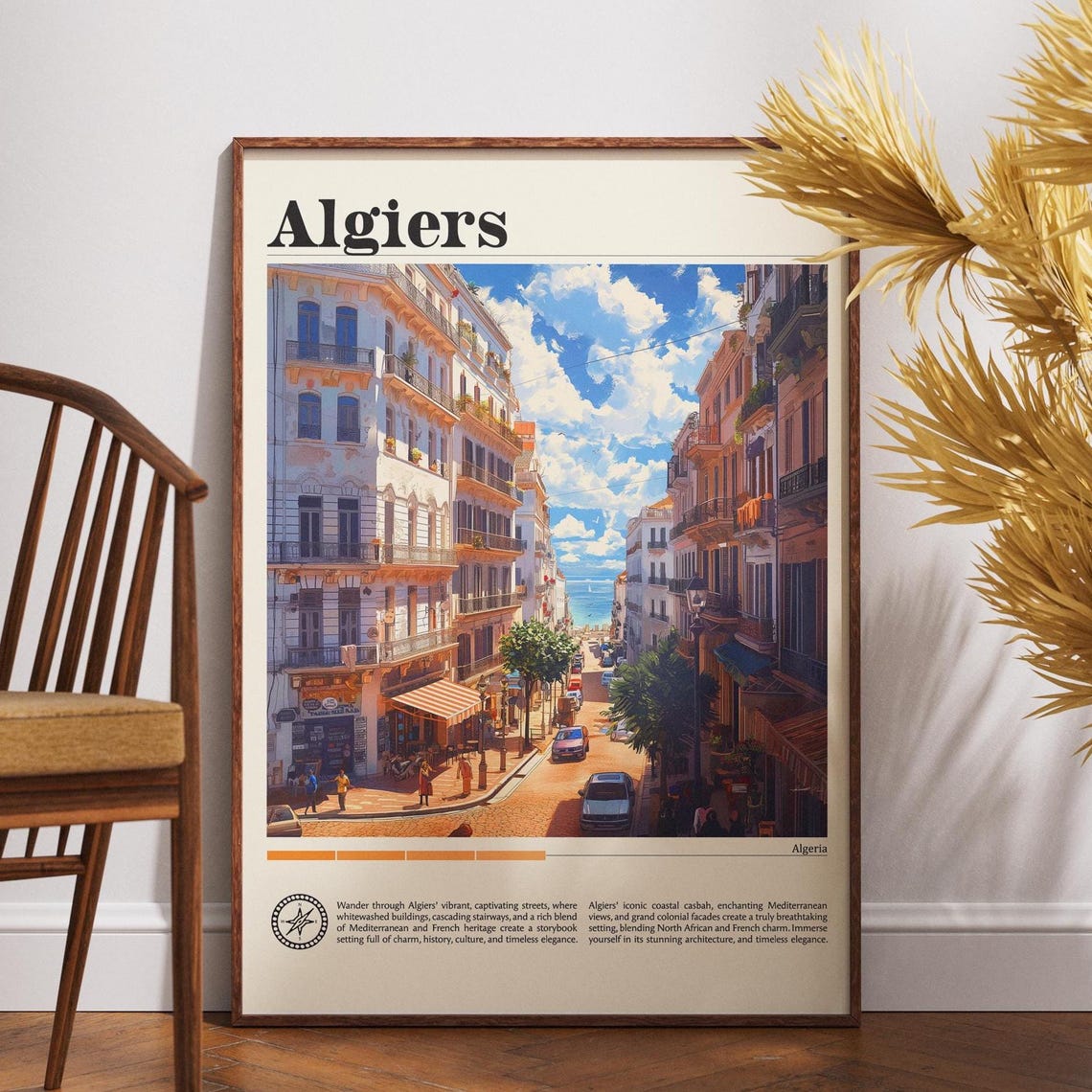 Algiers Seaside Boulevard Whitewashed Facades Algeria Travel Poster