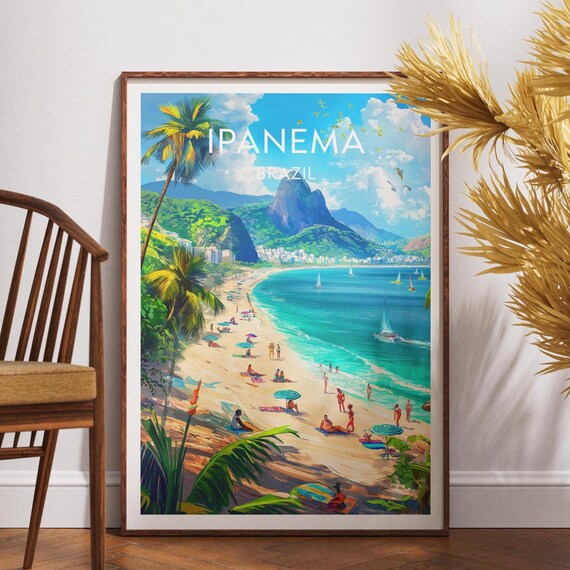 Ipanema Travel Print Brazil Poster Wall Art Rio South America De Janeiro