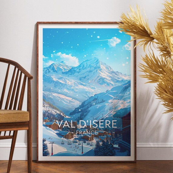 Val Disere Travel Poster, France Europe