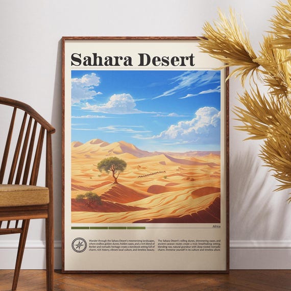 Sahara Desert Travel Print Africa Poster Wall Art Mauritania