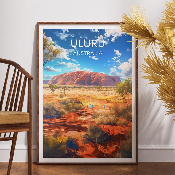Uluru Travel Print Australia Poster Wall Art Ayers Rock