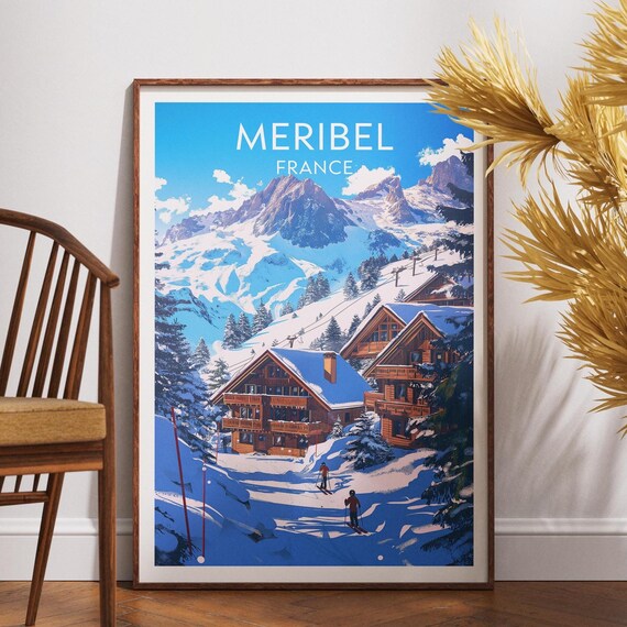 Meribel France Alpine Ski Chalet Village Winter Travel Poster