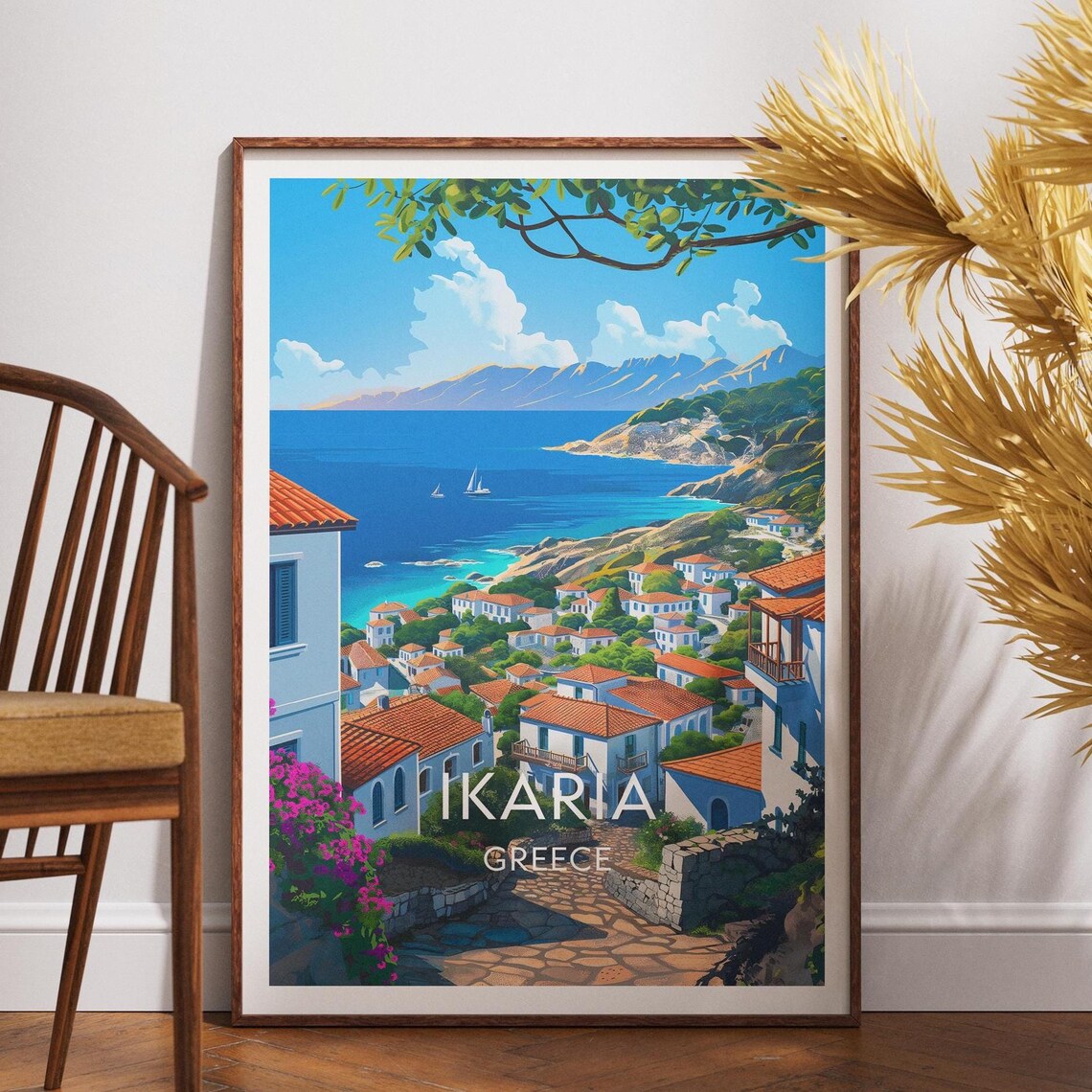 Ikaria Travel Print Greece Poster Wall Art Europe Greek