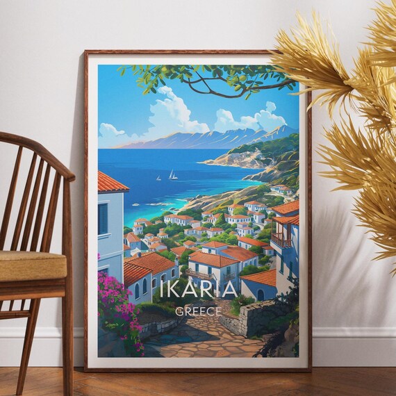 Ikaria Travel Print Greece Poster Wall Art Europe Greek