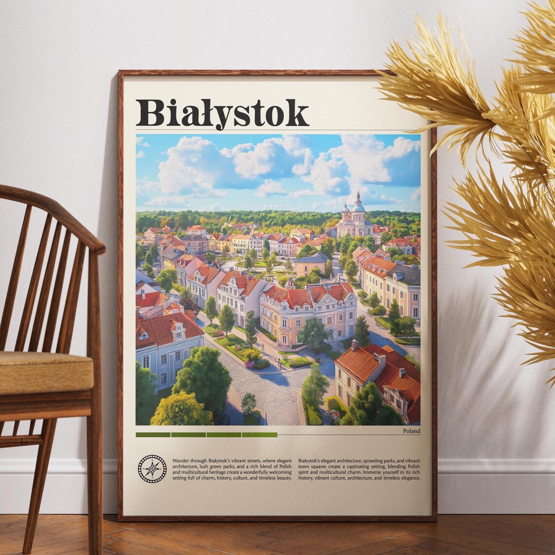 Bialystok Poland Old Town Square Red Roofs Cityscape Travel Poster