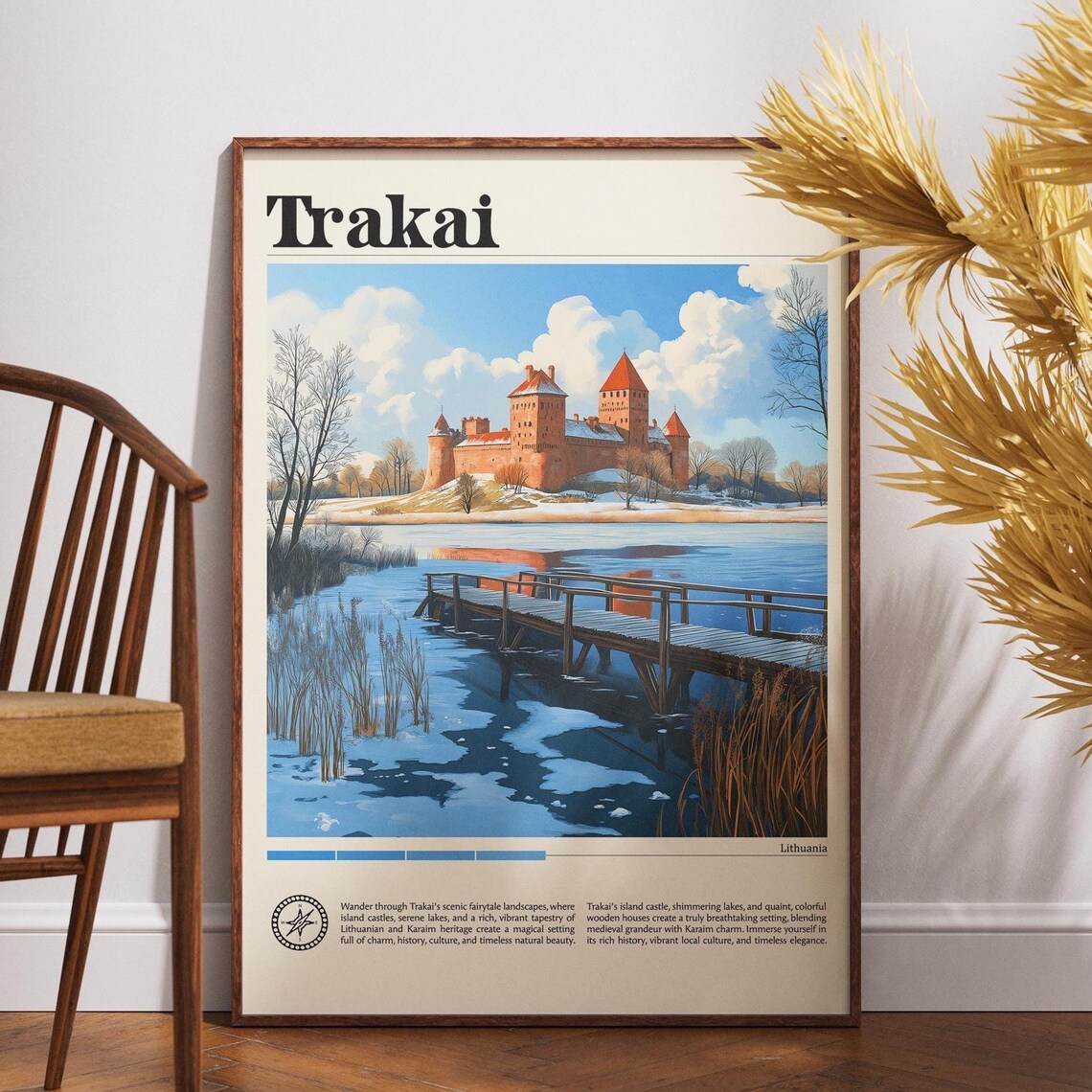 Trakai Lithuania Island Castle Winter Lake Snow Scene Art Poster