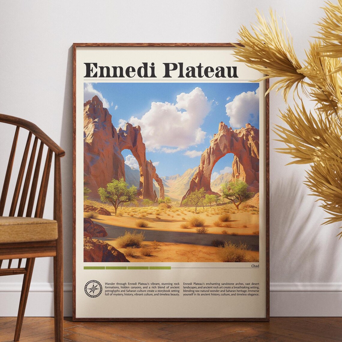 Ennedi Plateau Chad Travel Poster Sandstone Arches Desert Landscape