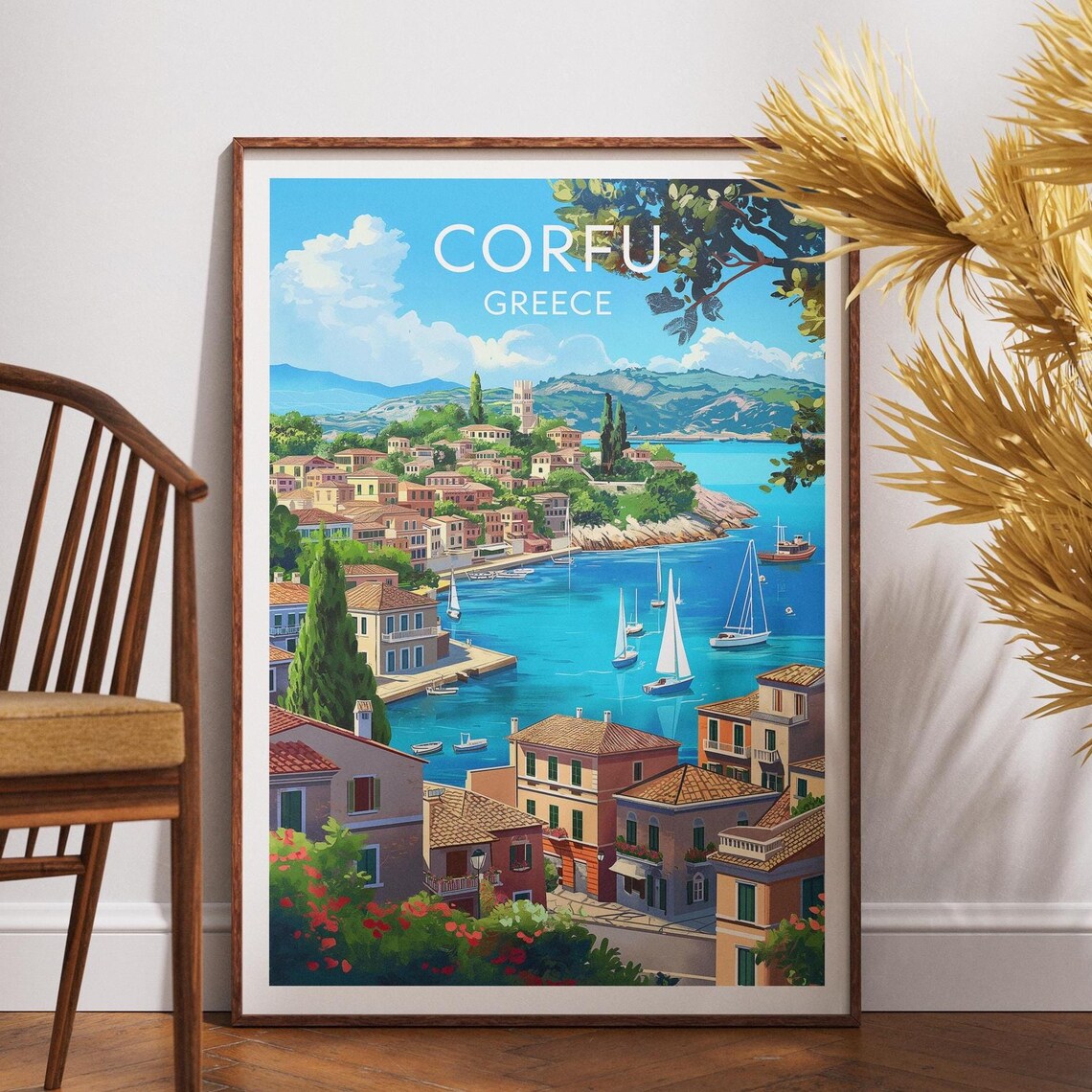 Corfu Travel Poster, Greece Europe Wall Art
