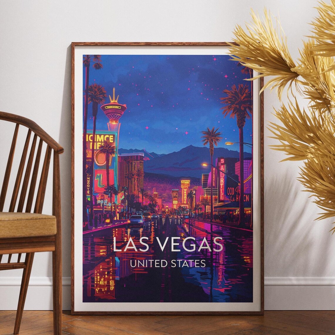 Las Vegas Nevada Vintage Travel Art Retro Casino Adventure Wall Poster