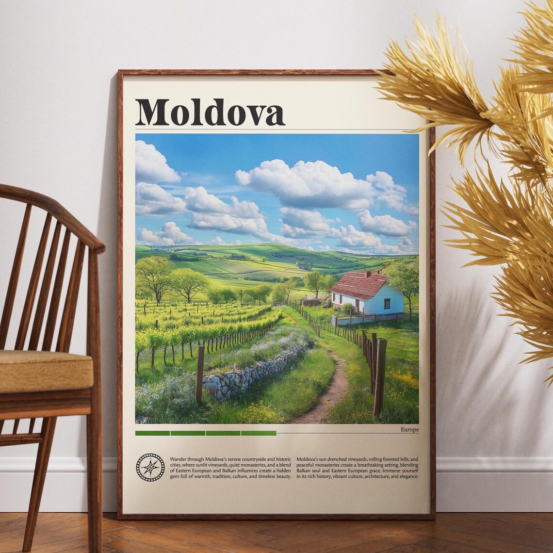 Moldova Europe Vineyards Rolling Hills Countryside Travel Poster