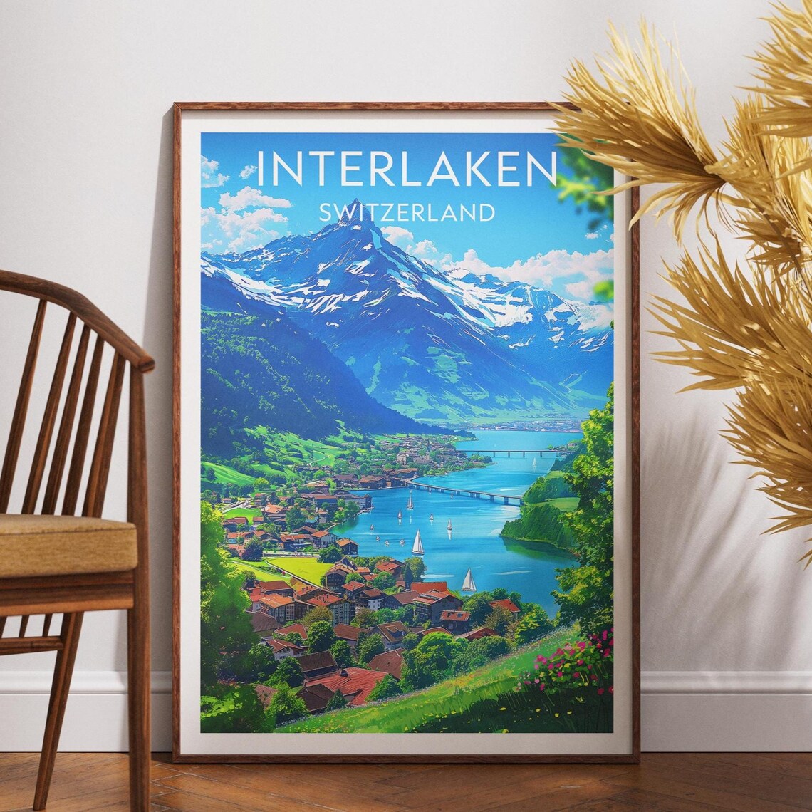 Interlaken Travel Poster, Switzerland Wall Art