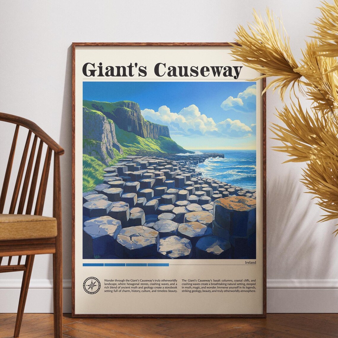 Giants Causeway Ireland Basalt Columns Coast Scenic Travel Poster