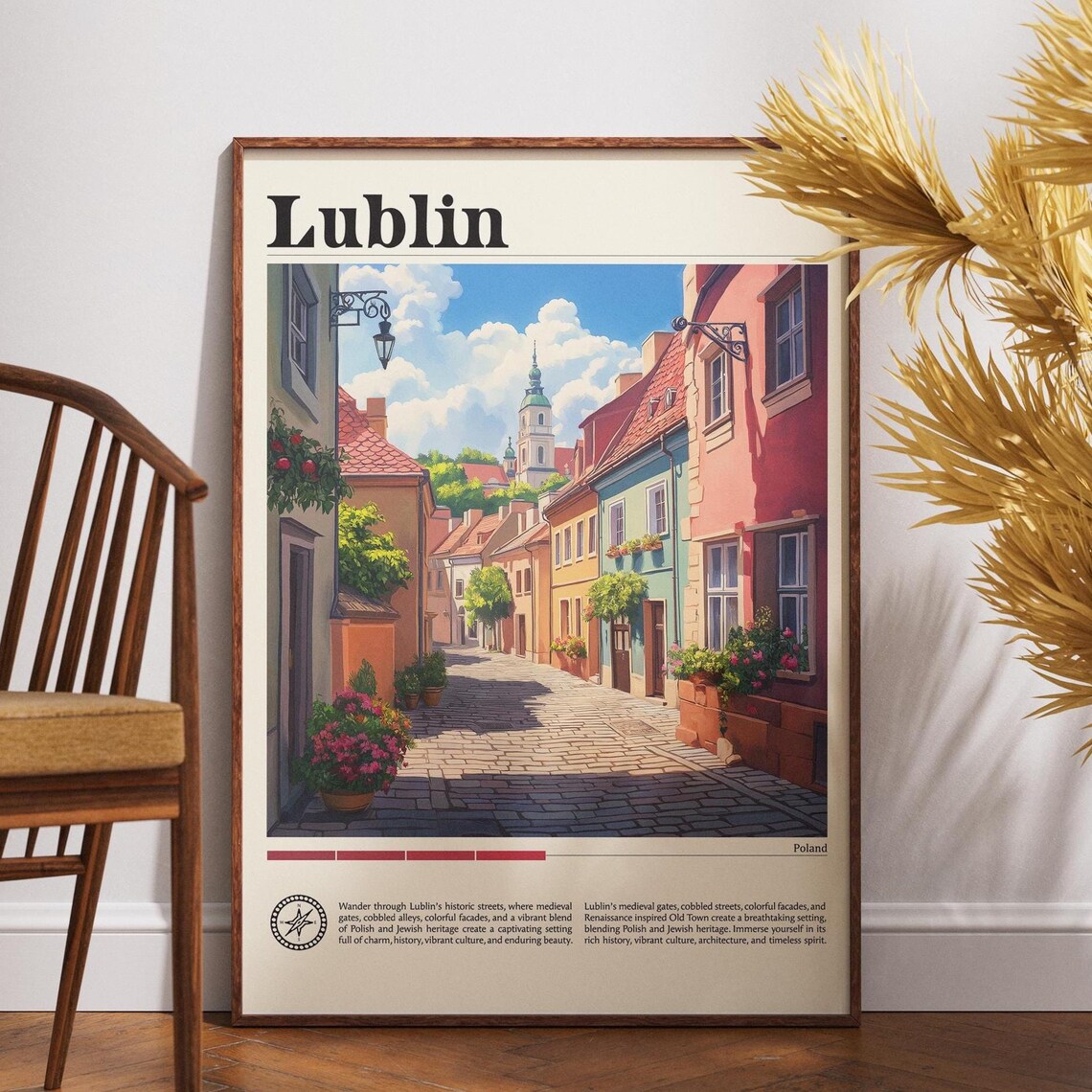 Lublin Poland Vintage Old Town Charming Historic Street Scene Poster