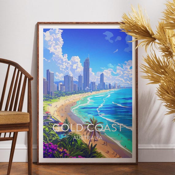 Gold Coast Travel Print Australia Poster Wall Art