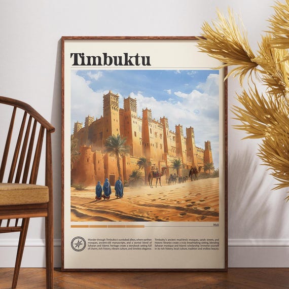 Timbuktu Travel Print Mali Poster Wall Art Africa