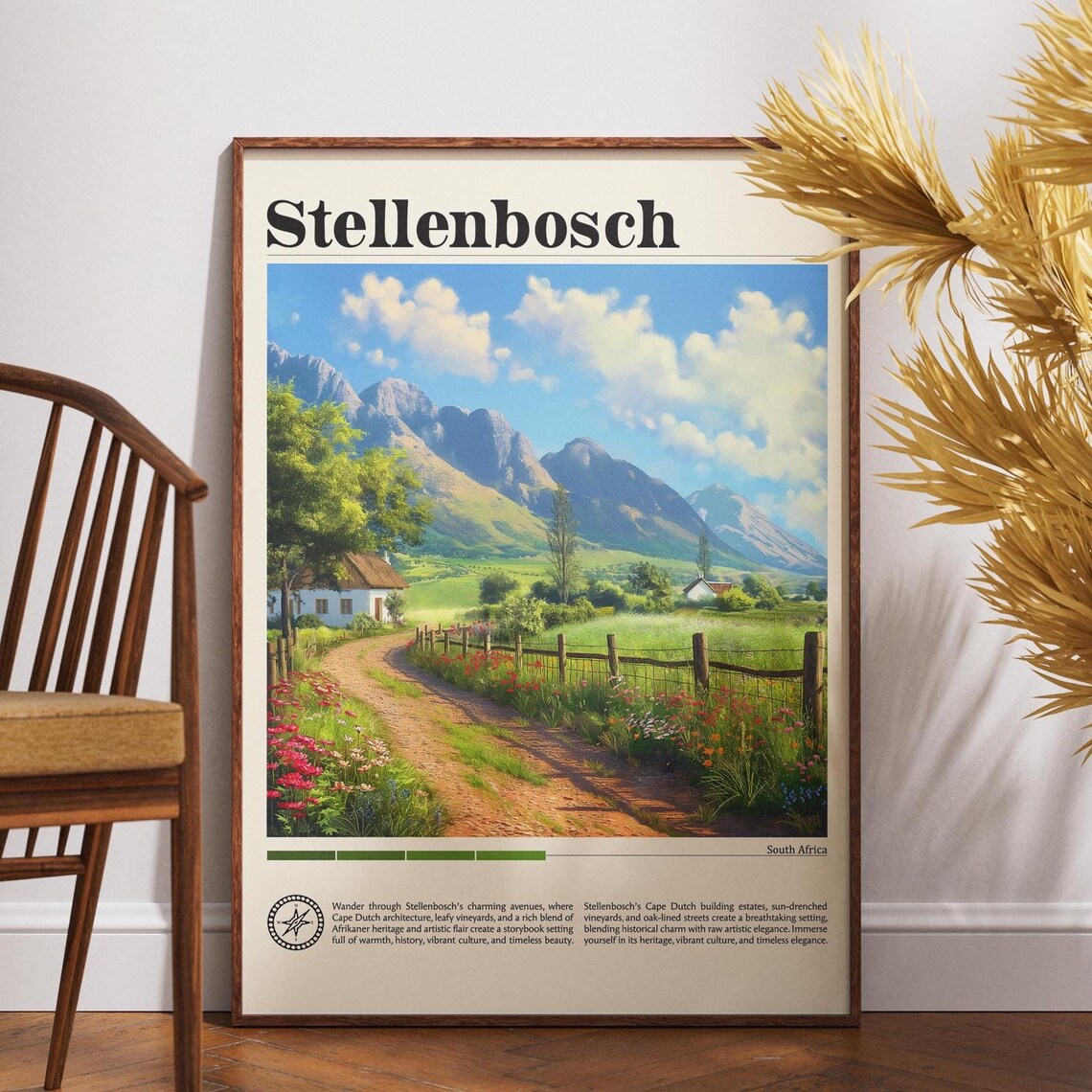 Stellenbosch South Africa Vineyards Mountains Cape Dutch Poster