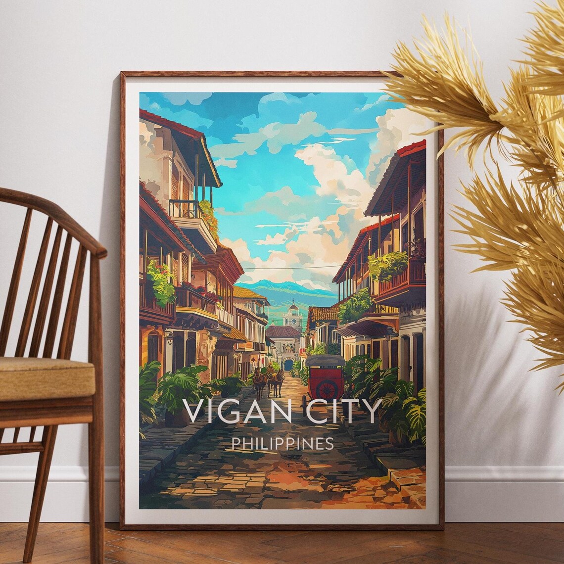 Vigan City Philippines Colonial Street Heritage Travel Poster