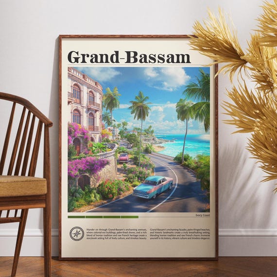 Grandbassam Poster Ivory Coast Print Travel Wall Art Africa African Wildlife