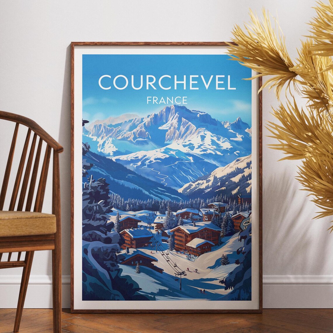 Courchevel Travel Poster, France Ski Wall Art