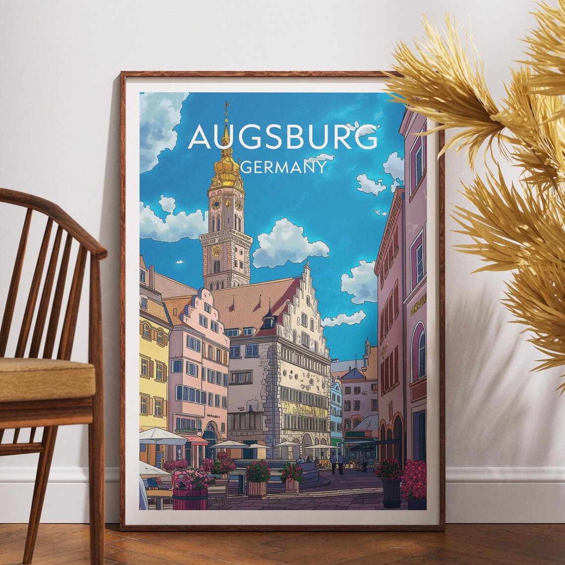 Augsburg Travel Poster, Germany Lover Gift