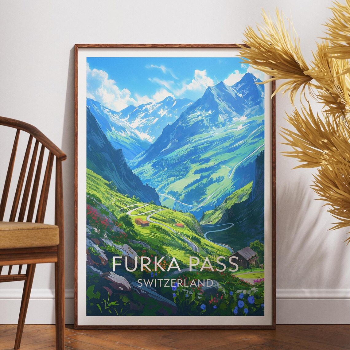 Furka Pass Travel Poster, Switzerland Europe