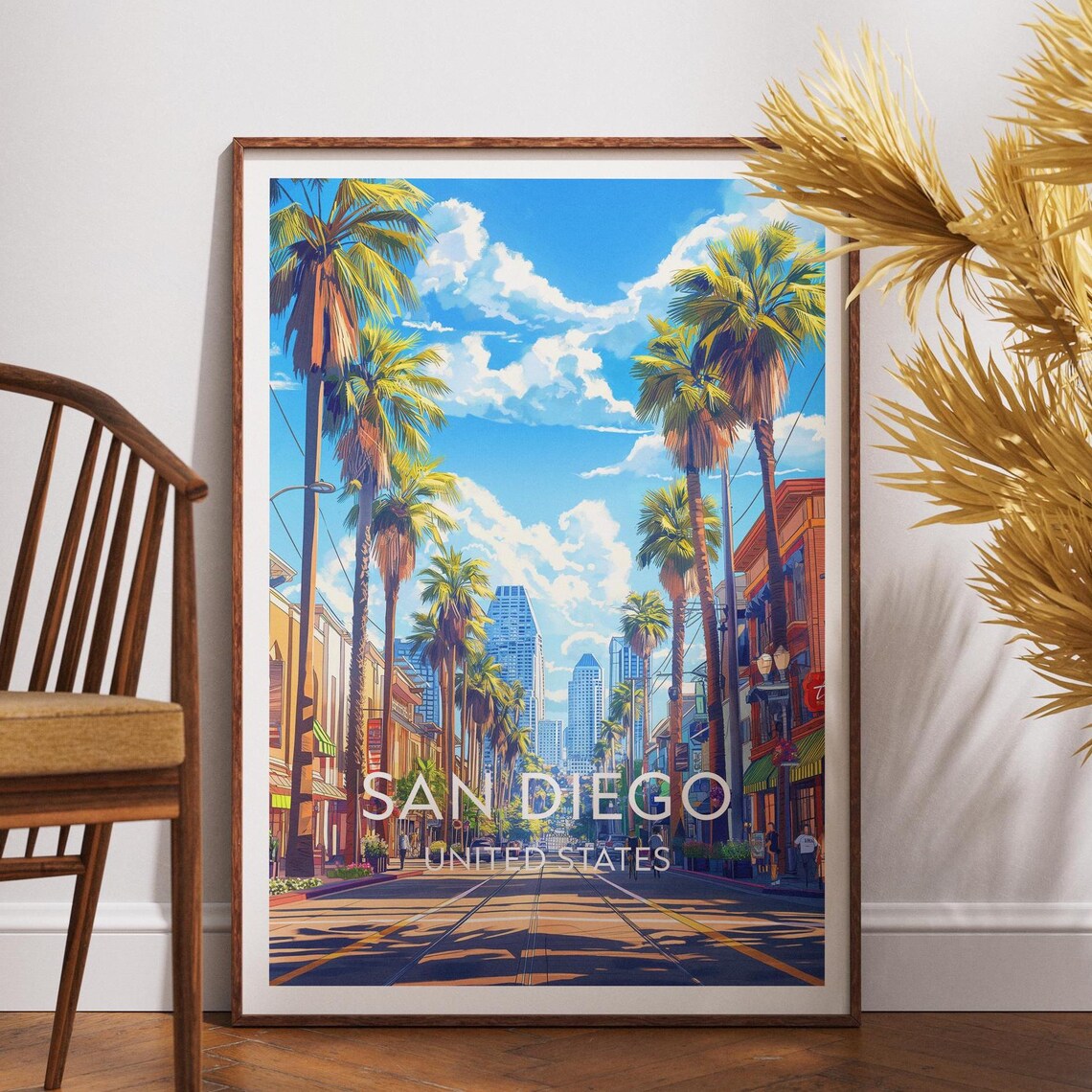 San Diego California Sunny Palm Avenue Historic Street Art Poster
