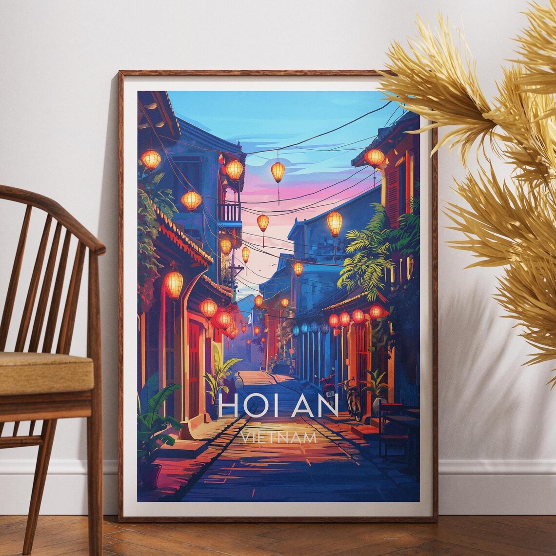 Hoi An Vietnam Lantern Alley Night Glow Ancient Town Travel Poster