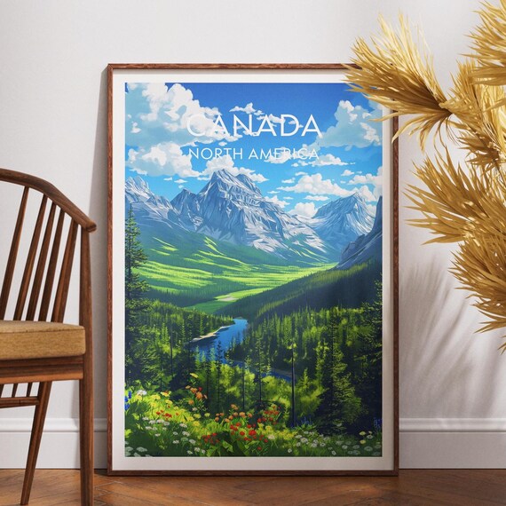 Canada North America Alpine Valley Wildflower Mountain Poster